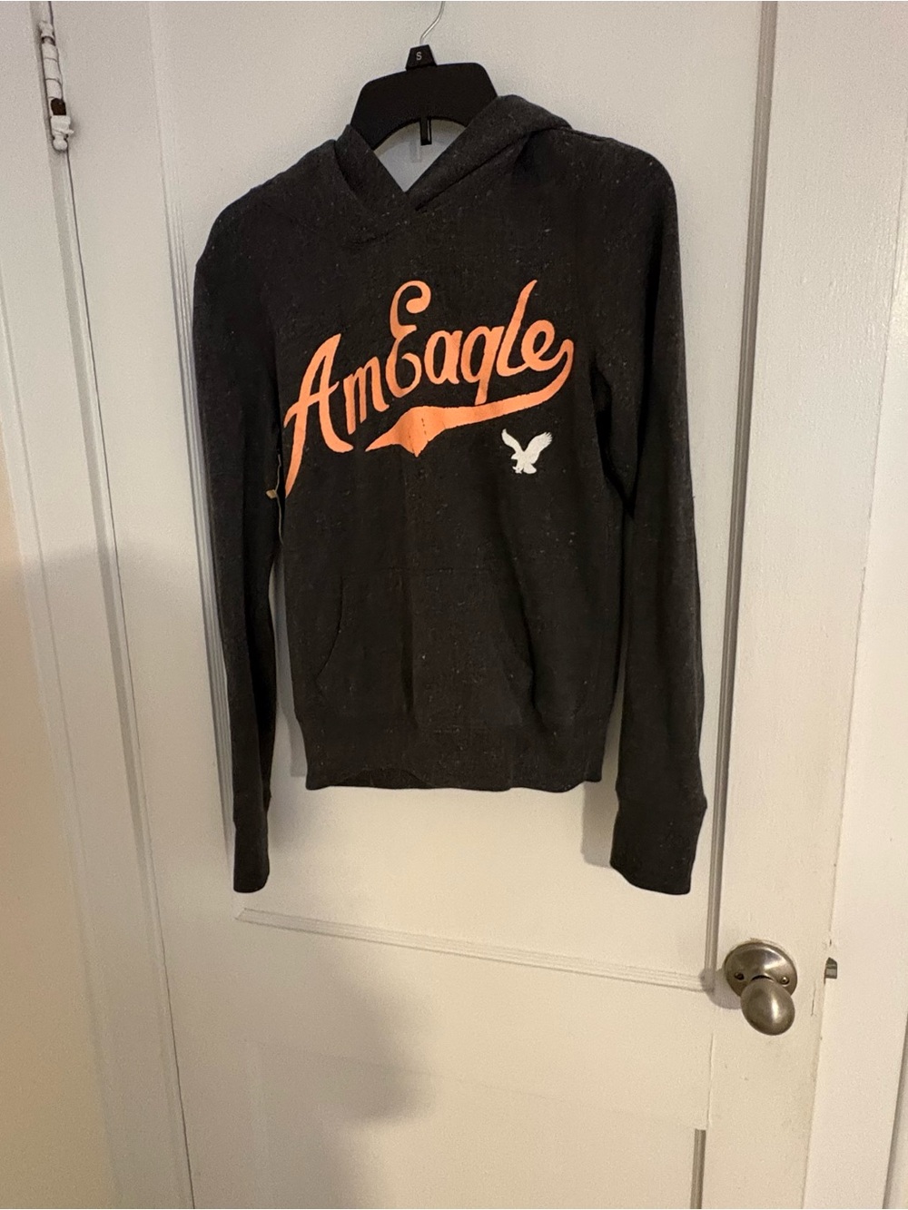 American Eagle Outfitters Black Hoodie Sweater with Coral Logo